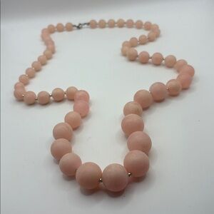 Pink & Silver Balls Graduated Marbleized Beads Necklace Great for Work